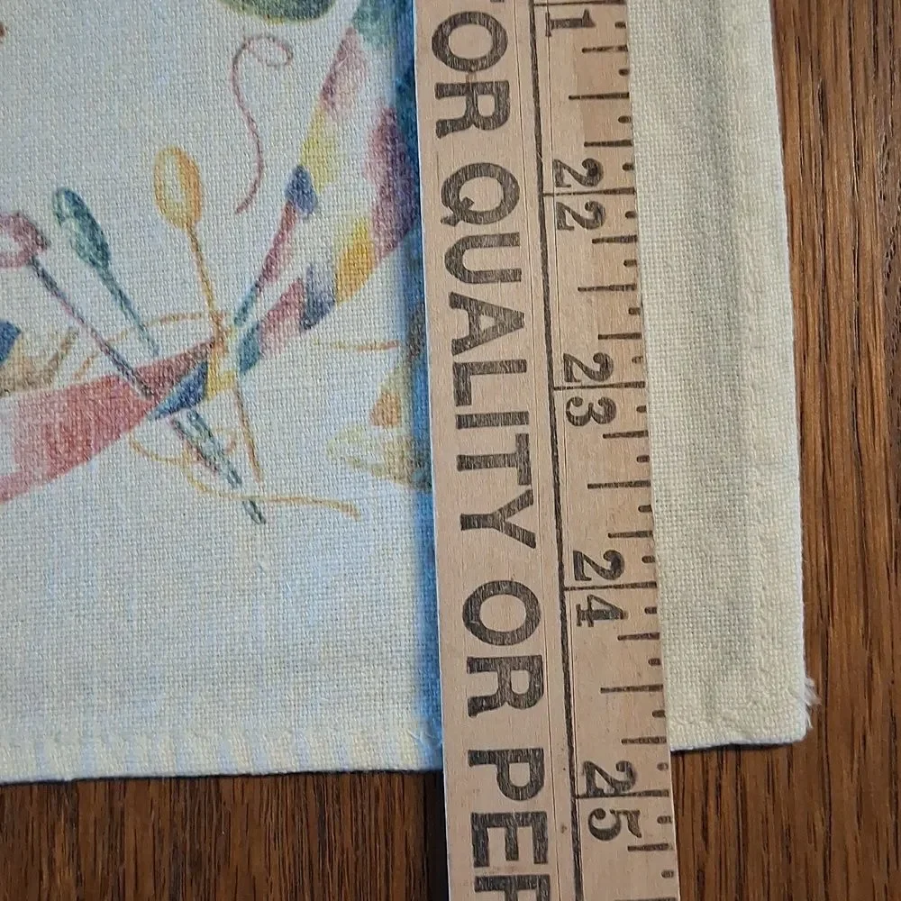 Vintage linen Tea Towels: 1 With Cute sewing Scene, 1 With Early American Pewter